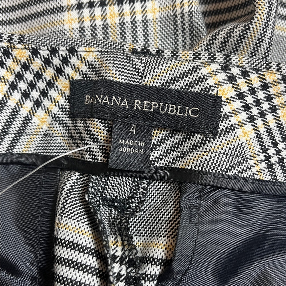 Banana Republic Black White and Yellow Plaid Everybody Wide Leg Cropped Pants 4 - Picture 8 of 11